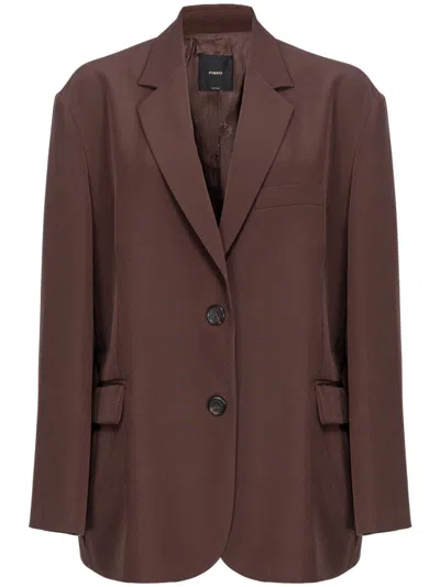 Pinko Notched-lapel Single-breasted Blazer In Brown