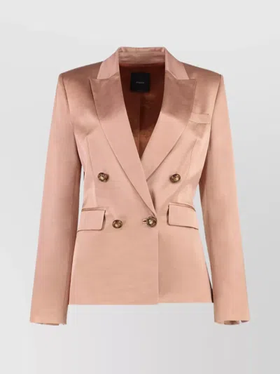 Pinko Notched Lapels Satin Blazer In Pink