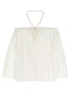 Pinko Off-the-shoulder Lace Detail Blouse With Tie Closure