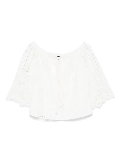 PINKO 'NOTORIUS' WHITE COTTON BLENDED BLOUSE