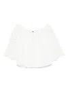 Pinko Off-the-shoulder Lace Detail Blouse With Tie Closure In White