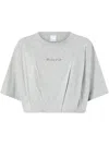 Pinko Short And Loose T-shirt With Logo Embroidery In Grey