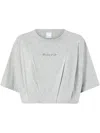 Pinko Short And Loose T-shirt With Logo Embroidery In Grey