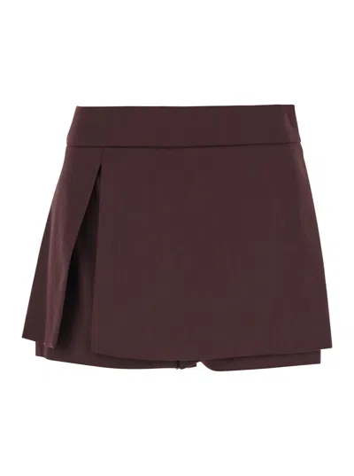 Pinko 'novalis' Bordeaux Skirt With Side Slit In Wool Blend Woman In Red