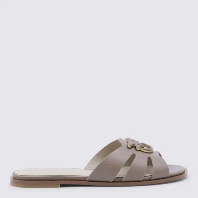 Pinko Nude Leather Milly 04 Flats In Brown