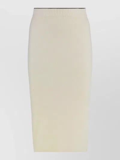 Pinko Nuova Guinea Ribbed Knit Midi Skirt In Neutral