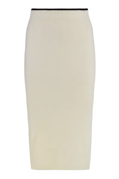 Pinko Nuova Guinea Ribbed Knit Skirt In White