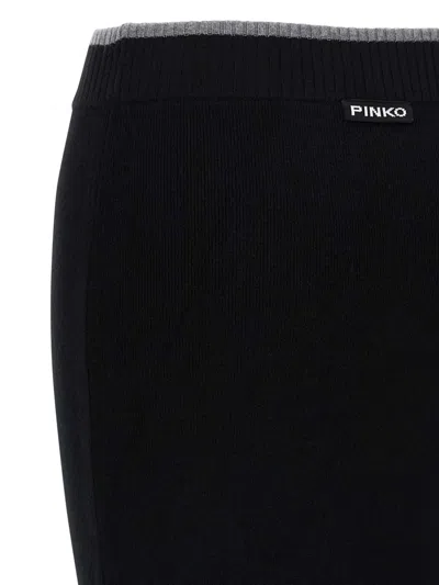 Pinko Nuova Guinea Ribbed Knit Midi Skirt In Black