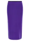 Pinko Fitted Midi Skirt With Ribbed Waistband In Purple
