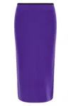 Pinko Fitted Midi Skirt With Ribbed Waistband In Purple