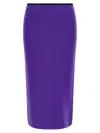 Pinko Fitted Midi Skirt With Ribbed Waistband In Purple