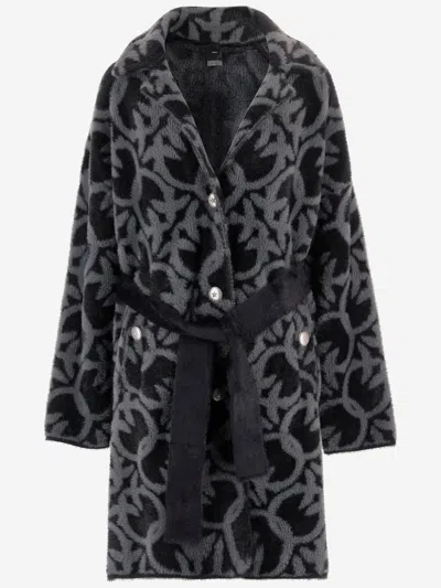 PINKO NYLON COAT WITH LOVE BIRDS MOTIF