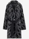 Pinko Nylon Coat With Love Birds Motif In Black