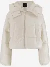 Pinko Short Down Jacket In Logo-print Technical Canvas In White