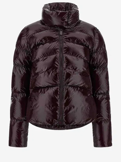 Pinko Nylon Padded Down Jacket In Burgundy