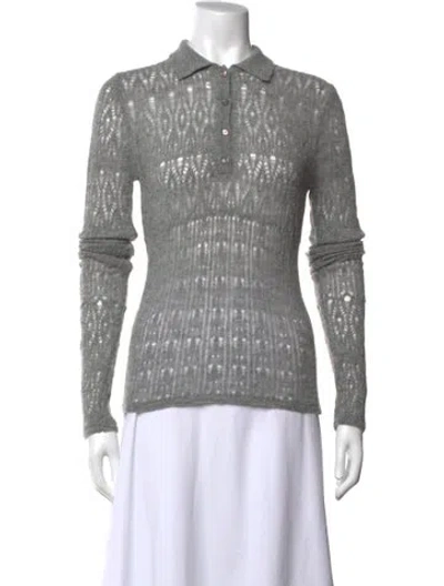 Pre-owned Pinko Nylon Patterned Sweater In Grey