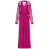 Pinko Floral-lace Long-sleeve Maxi Dress In Pink