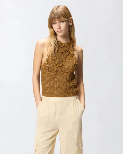 Pinko Nymphaea Top Crochet Sewon Ss26 In Brown