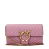 Pinko O Leather Clutch Women's Bag In Pink