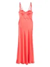Pinko Robe Longue Élégante En Satin Brillant In Pink