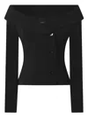 Pinko Off-the-shoulder Black Jacket With Folded Neckline In Black