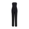 Pinko Elegant Bustier Jumpsuit With Wide-leg Trousers In Black