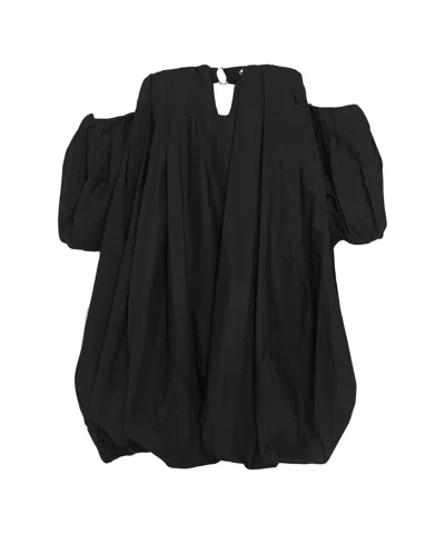 Pinko Off-shoulder Pleated Mini Dress In Black