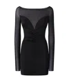 Pinko Fitted Black Dress With Sheer Sleeves And Sweetheart Neckline In Black