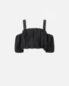 Pinko 'raul' Black Top With Adjustable Straps And Removable Sleeves In Noir Limousine
