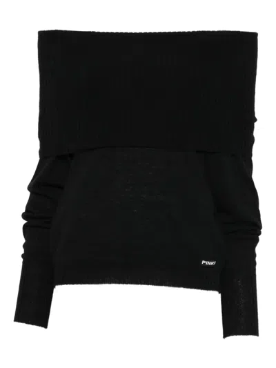 Pinko Off-the-shoulder Sweater In Black