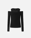 Pinko Off-the-shoulder Wool Blend Jersey Top In Black
