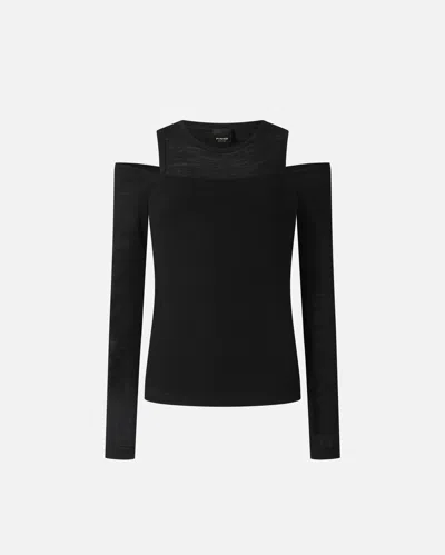Pinko Off-the-shoulder Wool Blend Jersey Top In Black