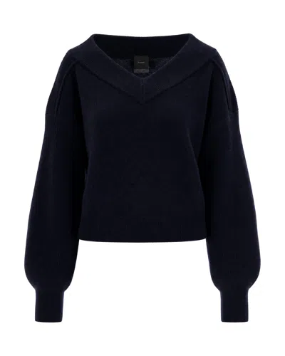 Pinko Off-shoulder Knit Sweater In Blu Marino Cupo