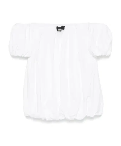 Pinko Off-shoulder Pleated Mini Dress In White