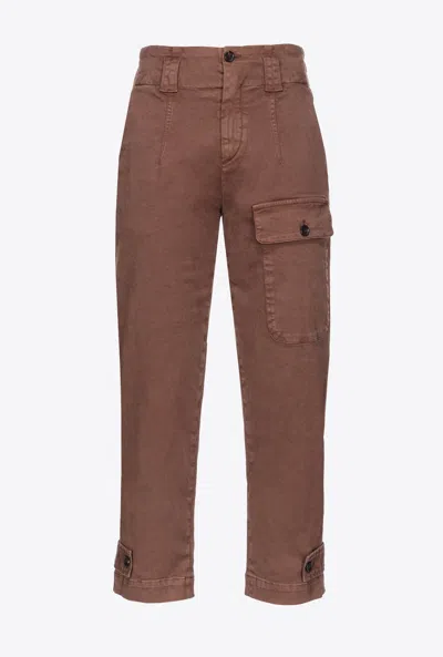 Pinko Old-wash Cargo Trousers In Brown
