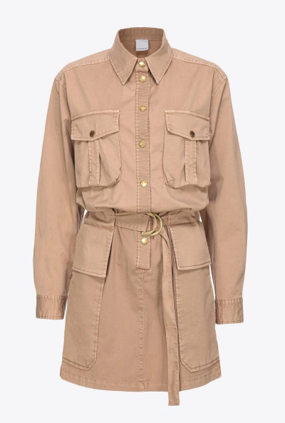 Pinko Robe Utilitaire Old Wash In Sun Stone Beige