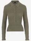 Pinko Cotton And Silk Polo Shirt In Green