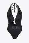PINKO ONE-PIECE SWIMSUIT WITH FLUID LOGO AND RUCHING