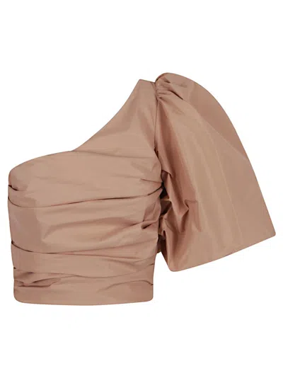 PINKO PINKO ONE-SHOULDER BLUSH PINK TAFFETA TOP