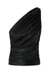 Pinko One-shoulder Draped Top With Ruched Detailing In Black