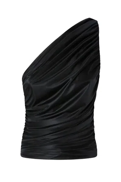 Pinko One-shoulder Draped Top With Ruched Detailing In Black
