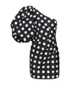 Pinko Womens Polka Dot One Shoulder Mini Dress In Black