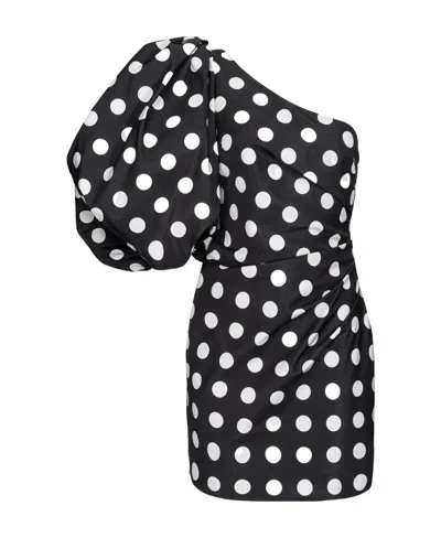 PINKO ONE-SHOULDER POLKA-DOT PRINT MINIDRESS