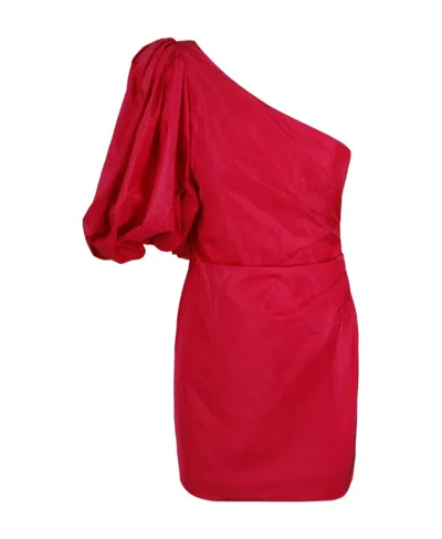 Pinko One-shoulder Puff-sleeve Minidress In Red