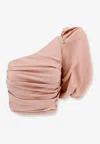 Pinko One-shoulder Ruched Top In Neutral
