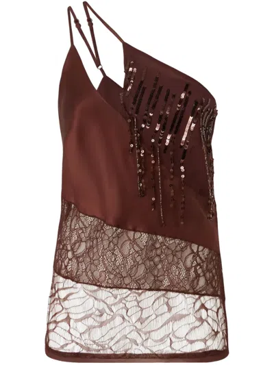 PINKO ONE-SHOULDER SATIN TOP