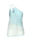 Pinko One-shoulder Satin Top With Lace And Sequins In Blue