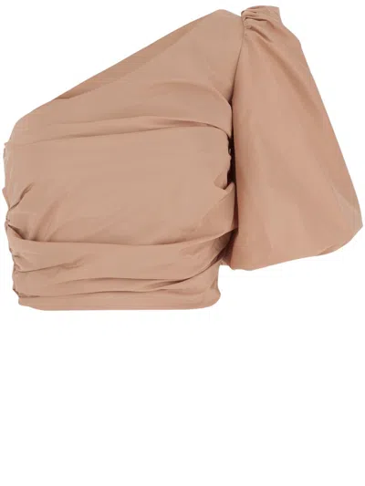 PINKO PINKO ONE-SHOULDER SHORT TOP IN TAFFETA