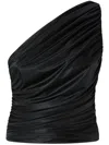 Pinko One-shoulder Draped Top With Ruched Detailing In Black
