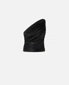 Pinko One-shoulder Draped Top With Ruched Detailing In Limo Black